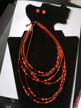 Collar y pendientes abalorios naranja