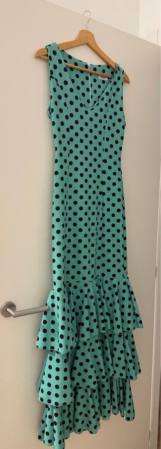 Vestido Flamenco Lunares Turquesa