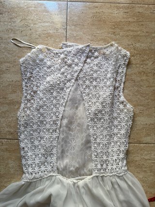 Vestido Zara Crochet Encaje Beige Talla M