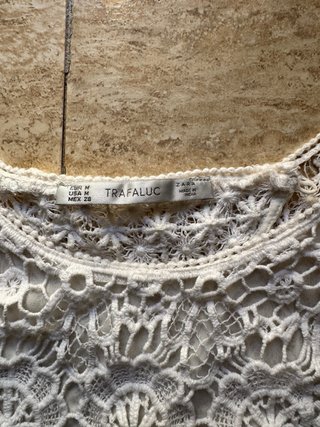 Vestido Zara Crochet Encaje Beige Talla M