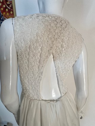 Vestido Zara Crochet Encaje Beige Talla M