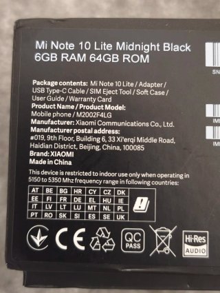 Xiaomi Mi Note 10 Lite Nero