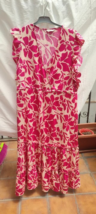 Vestido floral negro mujer