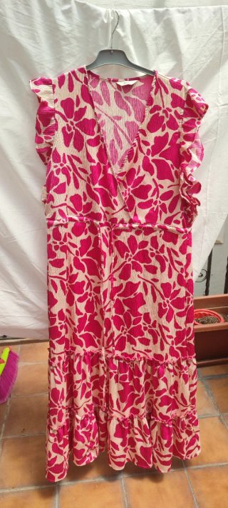 Vestido floral negro mujer
