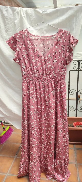 Vestido floral negro mujer