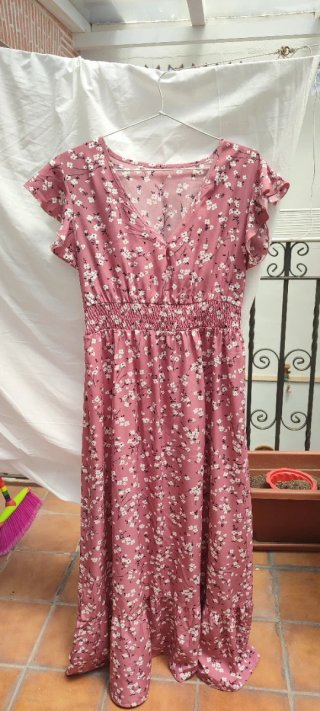Vestido floral negro mujer