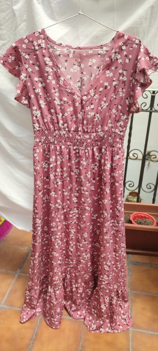 Vestido floral negro mujer