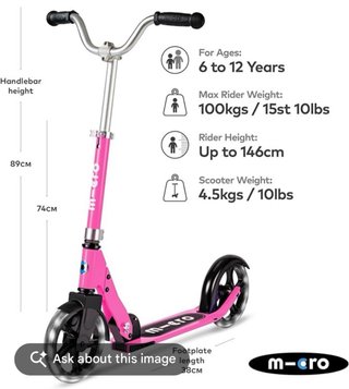 Patín Micro Plegable Infantil Rosa