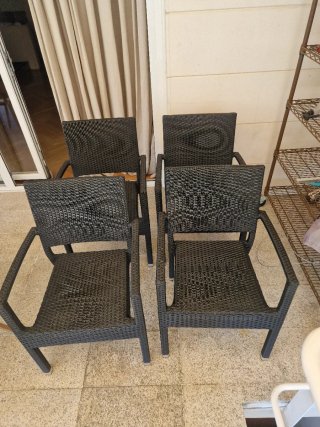 4 Sillones Ratan Exterior Negro
