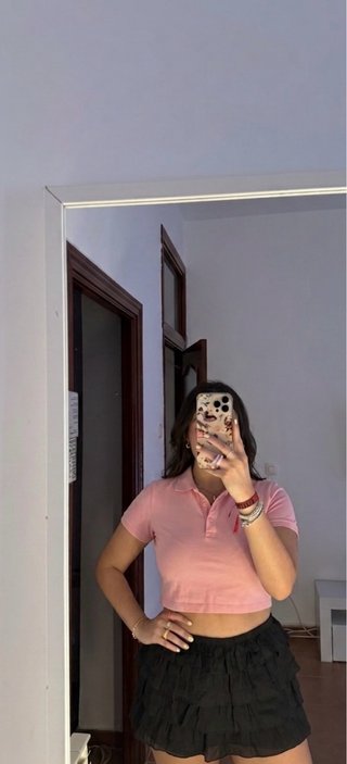 Polo stradivarius rosa crop top S