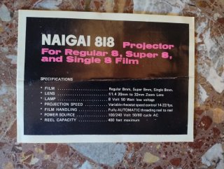Proyector Cine Naigai 818 Dual 8mm