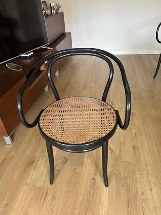 4 Sedie Thonet Vintage in Legno e Rattan Nero