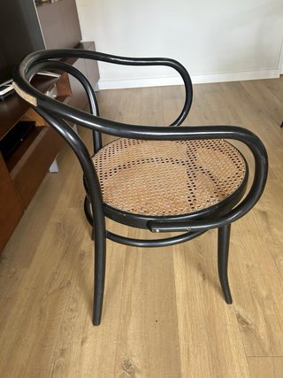 4 Sedie Thonet Vintage in Legno e Rattan Nero