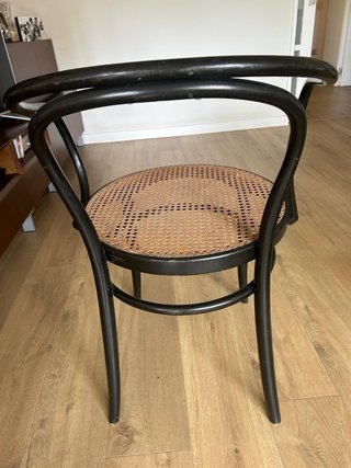 4 Sedie Thonet Vintage in Legno e Rattan Nero