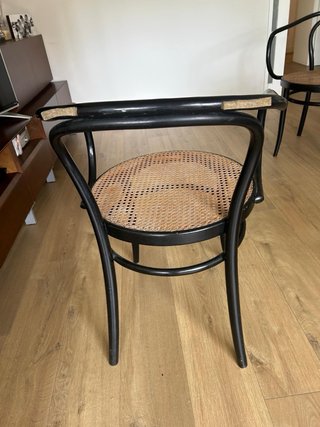 4 Sedie Thonet Vintage in Legno e Rattan Nero