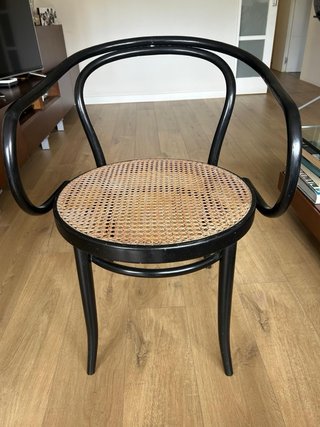 4 Sedie Thonet Vintage in Legno e Rattan Nero