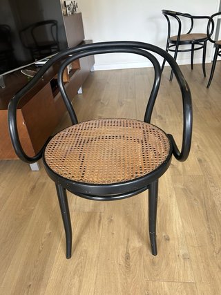 4 Sedie Thonet Vintage in Legno e Rattan Nero
