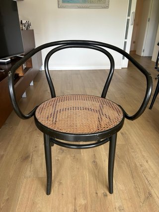 4 Sedie Thonet Vintage in Legno e Rattan Nero