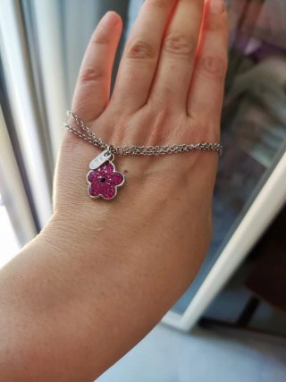 Bracciale donna fiore rosa argento