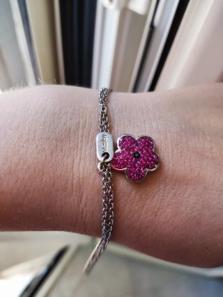 Bracciale donna fiore rosa argento