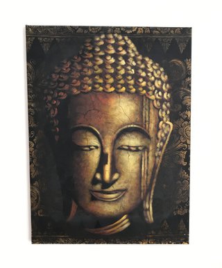 Pintura em tela Rosto Buda Dourado e Preto 81x60