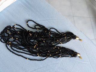 Collana donna multistrato perline nere e oro