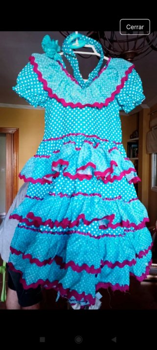 Vestido Flamenca Azul Lunares