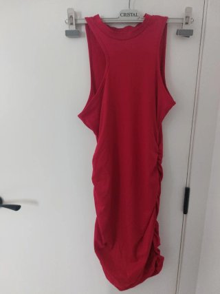 Vestido mini fruncido rojo