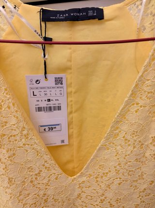 Vestido Zara encaje amarillo talla L