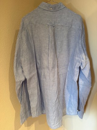 Camisa Gant Lino Rayas Azul Talla L