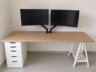 Set tavolo lavoro remoto ampio (2 metri) con cassettiera