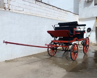 Coche de caballos rojo y negro