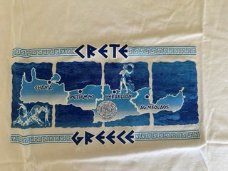 Camiseta blanca veraniega con estampado de Grecia