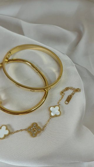 Conjunto 3 Brazaletes Chapado Oro 18k