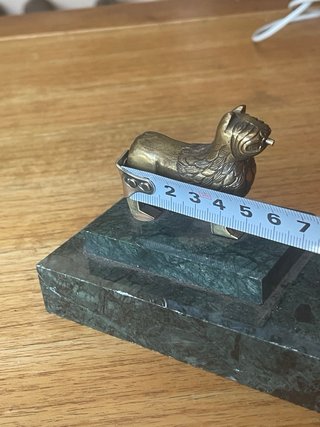 Pisapapeles Bronce Perro Bulldog Mármol Verde