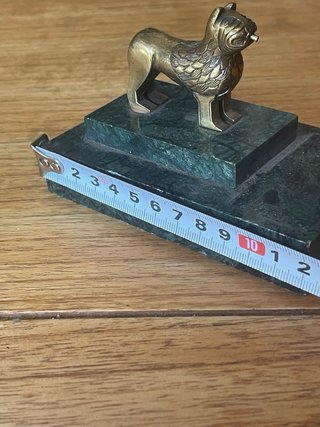 Pisapapeles Bronce Perro Bulldog Mármol Verde