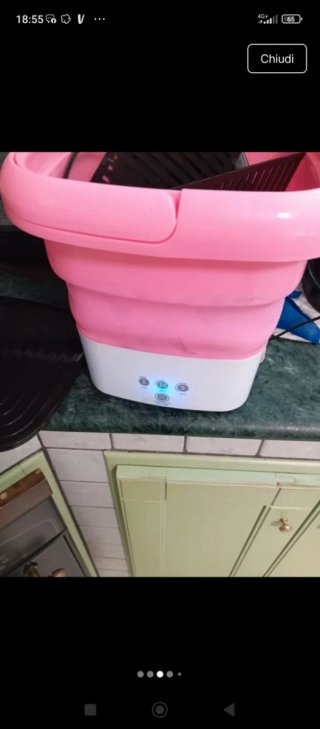 Lavatrice pieghevole fuxia funzionante acq
