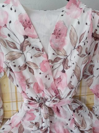 Abito elegante floreale rosa taglia unica
