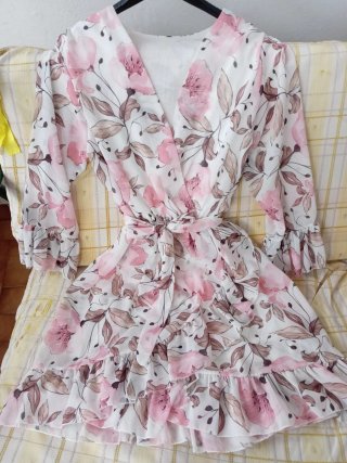 Abito elegante floreale rosa taglia unica