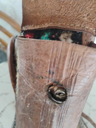 Mochila de piel y tela multicolor