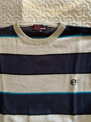 Jersey fino Inside rayas azul y gris Talla XL