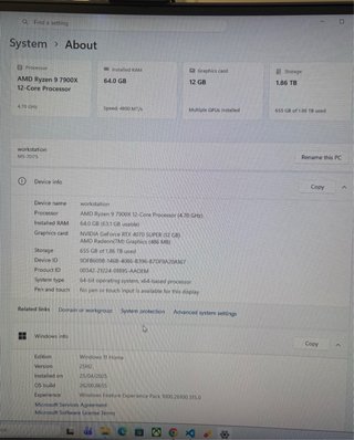 PC Gaming/Workstation Ryzen 7900X 64GB RAM 2TB SSD