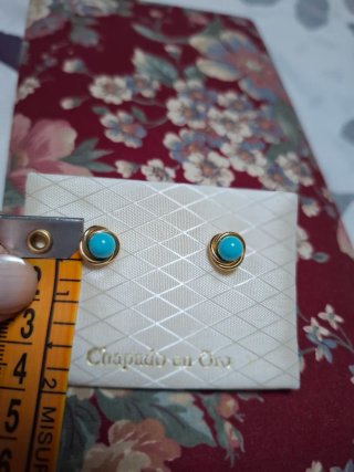 Pendientes Chapados en Oro con Turquesa