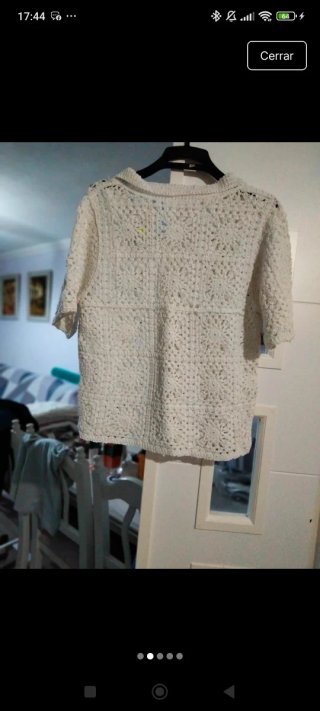 Chaqueta crochet blanca talla única