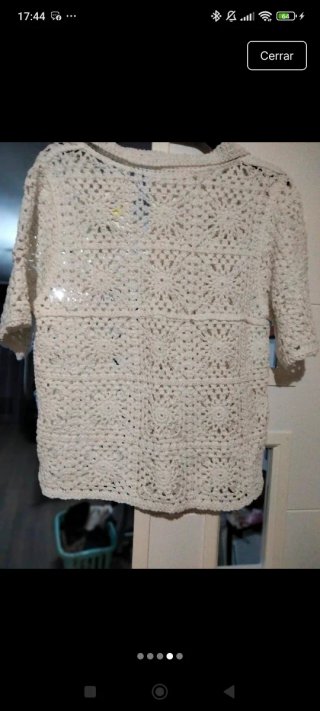 Chaqueta crochet blanca talla única