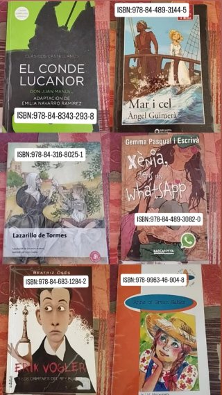6 Libros Lectura Clásicos y Modernos. 5€ Unitat.