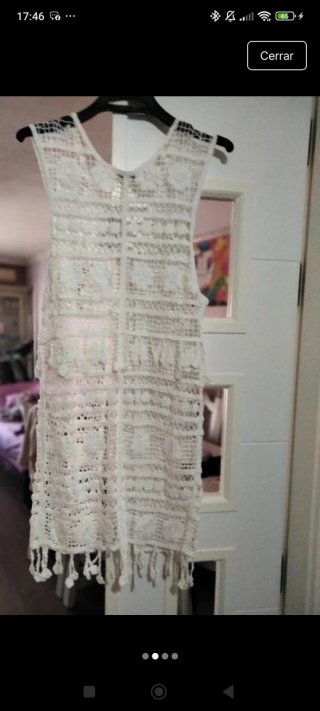 Chaleco crochet largo blanco