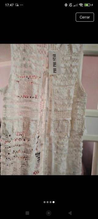 Chaleco crochet largo blanco