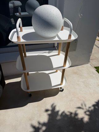 Carrito camarera exterior blanco y madera