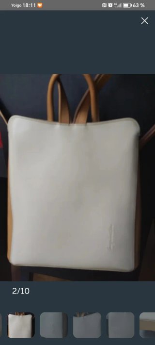 Mochila de cuero blanco y marrón